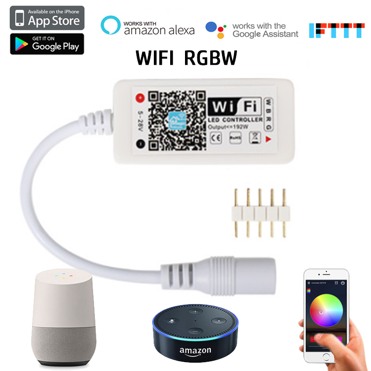 WIFI RGBW LED Controller - Color Change Dynamic - Voice Control Smartphone Control